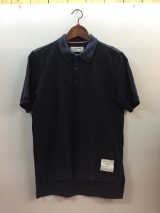 【古着】THOM BROWNE トムブラウン　半袖　ポロシャツ　ネイビー　無地　メンズ　トップス　Lサイズ　コットン／トップス【中古】[☆2][1