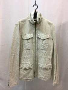 【古着】291295=HOMME 291295=オム　コットン　リネン　ブルゾン　ZIP　アウター　オフホワイト　562-0812　パッゾ　メンズ　サイズ?U／ 