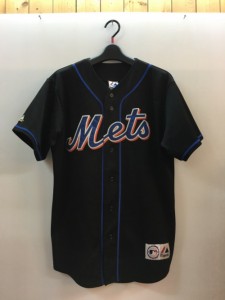 【古着】MLB Majestic METS 5番 WRIGHT ベースボールシャツ　ブラック　メンズ　Mサイズ　ニューヨーク メッツ ユニホーム　ポリエステル