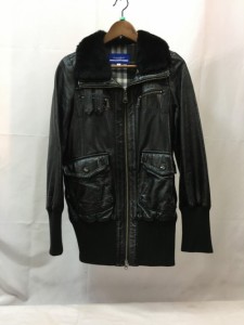 【古着】BURBERRY　BLUE LABEL　豚革レザー　中綿コート　ブラック　レディース　38サイズ／アウター【中古】[☆3][12252-2022111112611]