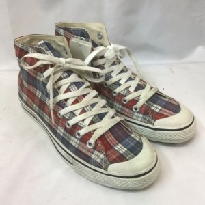 【古着】CONVERSE コンバース スニーカー オールスター ハイカット チェック柄 26.5CM メンズ レッド ブルー／メンズ・スニーカー【中古 