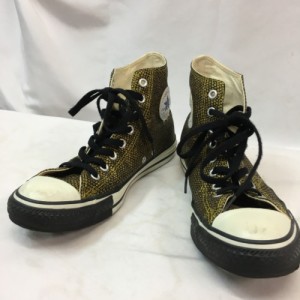 【古着】CONVERSE　オールスター　ハイカットスニーカー　メンズ ゴールド ラメ スネーク グロウ　27?p／メンズ・スニーカー【中古】[☆3