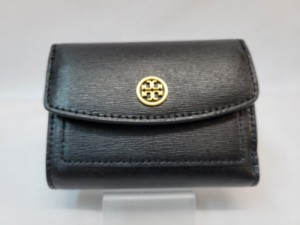 【古着】TORY BURCH トリー バーチ 三つ折り財布 84068 ロビンソン ミニ財布 レザー ブラック／財布【中古】[☆4][12255-2023050812003]