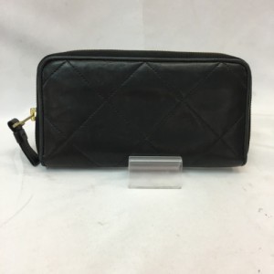 【古着】LANVIN　ラウンドファスナーロングウォレット　長財布　ブラック／財布【中古】[☆3][12255-2022060912603]