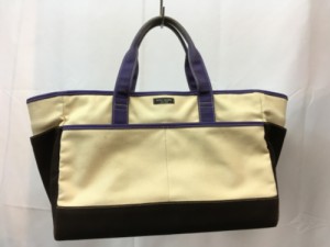 【古着】kate spade NEW YORK　ケイトスペード ニューヨーク　トートバッグ　ベージュ×ブラウン×パープル／バッグ【中古】[☆2][12255-