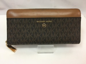 【古着】MICHAEL KORS マイケルコース ラウンドファスナー ブラウン 長財布／財布【中古】[☆3][12255-2022112112803]