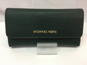 【古着】MICHAEL KORS マイケルコース 財布 三つ折り レザー グリーン／財布【中古】[☆3][12255-2022121212802]