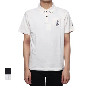 ポロシャツ シャツ 半袖 刺繍 無地 シンプル 綿 コットン100% トップス メンズ オフホワイト ダークグレー SALE セール