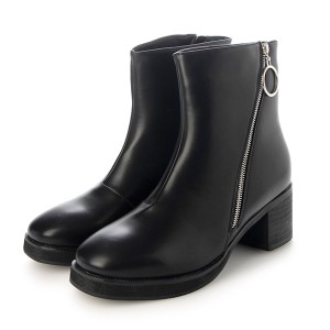 ショートブーツ ブーツ  太ヒール 合皮 歩きやすい 黒 PUレザー サイドファスナー シューズ 靴 メンズ ブラック SALE セール