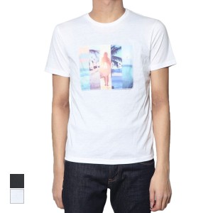 Tシャツ カットソー 半袖 クルーネック 丸首 半袖Tシャツ サーフ ロゴ フォトプリント トップス メンズ ホワイト ブラック SALE セール