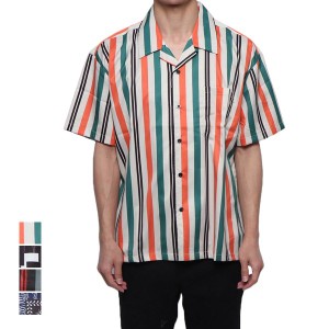 シャツ 開襟シャツ 半袖 オープンカラーシャツ カジュアルシャツ  ストライプ柄 ペイズリー柄 幾何学 トップス メンズ SALE セール