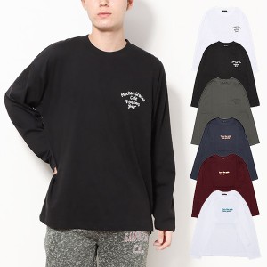 ロンT Tシャツ カットソー クルーネック ロゴ バックプリント イラスト ビッグ コットン 綿100% 長袖 ユニセックス トップス メンズ ホワ