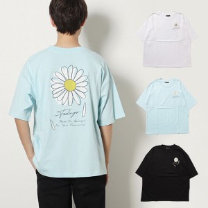 Tシャツ カットソー ビッグ オーバーサイズ 半袖 5分袖 ロゴ プリント イラスト コットン 綿100% クルーネック ユニセックス トップス メ