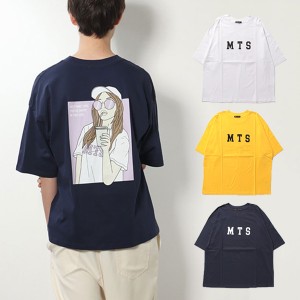 Tシャツ カットソー 半袖 5分袖 ロゴ クルーネック ビッグ オーバーサイズ コットン 綿100% トップス ユニセックス メンズ ホワイト イエ