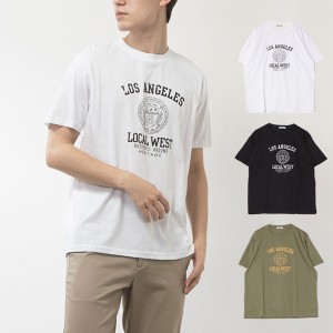 Tシャツ カットソー 半袖 ロゴ クルーネック コットン プリント トップス ユニセックス メンズ ホワイト ブラック カーキ SALE セール