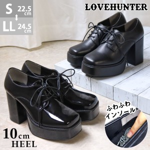 オックスフォード ブーティー レディース 厚底 10cmヒール 美脚 No.1598 22.5cm-24.5cm 黒 LOVEHUNTER ラブハンター