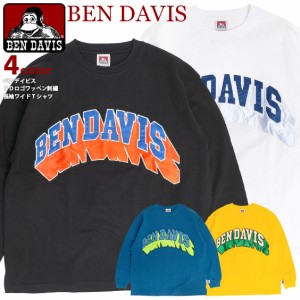 BEN DAVIS Tシャツ ベンデイビス 2023 3Dロゴ ワッペン 刺繍 長袖Tシャツ メンズ ワイド ロンT ヘビーウエイト BEN-1989