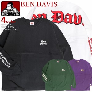 BEN DAVIS Tシャツ ベンデイビス 2023 ロゴ プリント フットボールTシャツ メンズ 袖プリント ワイド ロンT BEN-1990