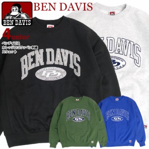 BEN DAVIS スウェット ベンデイビス 2023 カレッジロゴ ワッペン 刺繍 ワイド トレーナー 裏起毛 メンズ スエット BEN-2045