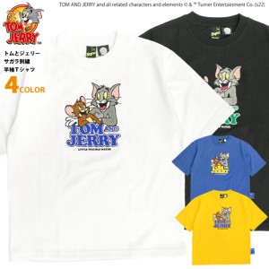 トムとジェリー Tシャツ TOM and JERRY Sequence 2022 サガラ刺繍 イラスト 半袖Tシャツ クルーネック ヘビーウエイト メンズ ユニセック