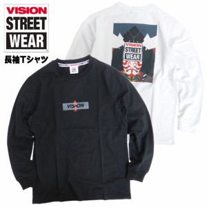 VISION Tシャツ 長袖 ヴィジョン Tシャツ 長袖 オーロラロゴ 歌舞伎 プリント ロンT VISION-186