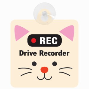 送料無料！セーフティサイン◆カーサイン◆動物アニマル◆猫 ねこ◆REC Drive Recorder◆ドライブレコーダー 録画◆後方 吸盤タイプ◆ハ