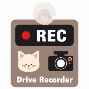 送料無料！セーフティサイン◆カーサイン◆動物アニマル◆猫 ネコ ねこ◆REC 録画中 ドライブレコーダー◆グレー◆後方 吸盤タイプ◆ハン