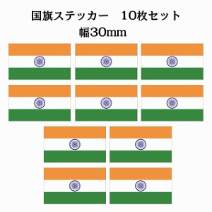 送料無料！30x17mm 10枚セット インド India 国旗 ステッカー シール カッティングシート ステッカー