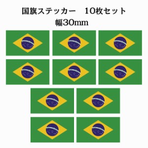 30x17mm 10枚セット ブラジル Brazil 国旗 ステッカー シール カッティングシート ステッカー 送料無料