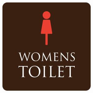 送料無料！9cm×9cm トイレ 御手洗 TOILET ブラウン＆カラー WOMENS 女性マーク ピクトサイン シール カッティングシート ステッカー タ