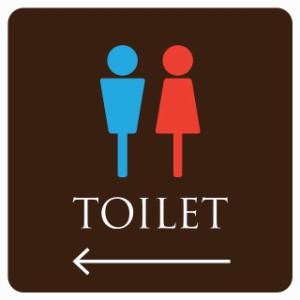 27cm×27cm トイレ 御手洗 TOILET ブラウン＆カラー 男女マーク ピクトサイン シール カッティングシート ステッカー タイプC