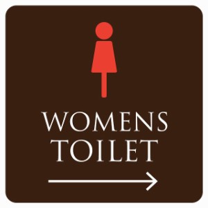 送料無料！9cm×9cm トイレ 御手洗 TOILET ブラウン＆カラー WOMENS 女性マーク ピクトサイン シール カッティングシート ステッカー タ