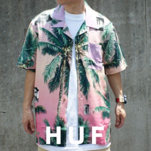 新品 ハフ HUF MOLLY RESORT S/S SHIRT モリーリゾート 半袖シャツ 柄シャツ レーヨン CORAL PINK ピンク TOPS