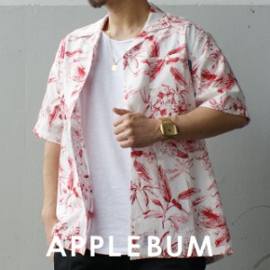 新品 アップルバム APPLEBUM Botanical S/S Aloha Shirt フラワー 花柄 アロハシャツ 半袖シャツ WHITE RED ホワイト レッド TOPS