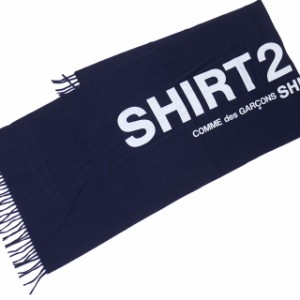 新品 コムデギャルソン シャツ COMME des GARCONS SHIRT wool cloth on logo print マフラー ストール NAVY ネイビー 紺 グッズ