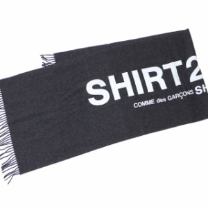 新品 コムデギャルソン シャツ COMME des GARCONS SHIRT wool cloth on logo print マフラー ストール GRAY グレー 灰色 グッズ