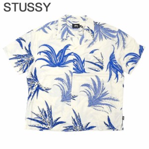 新品 ステューシー STUSSY Cactus Rayon Shirt レーヨンシャツ 半袖シャツ WHITE ホワイト 白 TOPS