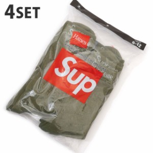 新品 シュプリーム SUPREME x ヘインズ Hanes Crew Socks 靴下 ソックス 4足セット OLIVE オリーブ グッズ