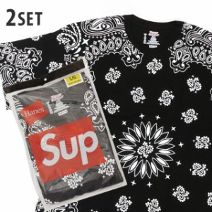新品 シュプリーム SUPREME x ヘインズ Hanes Bandana Tagless Tee 2-pack Tシャツ 2枚セット BLACK ブラック 黒 半袖Tシャツ