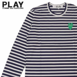 新品 プレイ コムデギャルソン PLAY COMME des GARCONS MENS BORDER GREEN HEART L/S TEE 長袖Tシャツ NAVY ネイビー 紺 TOPS