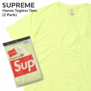 新品 シュプリーム SUPREME x ヘインズ Hanes Tagless Tees(2 Pack) Tシャツ 2枚セット FLUORESCENT YELLOW 蛍光 イエロー 半袖Tシャツ