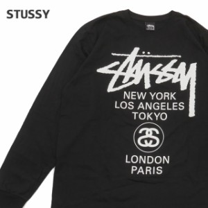 新品 ステューシー STUSSY WORLD TOUR LS TEE 長袖Tシャツ BLACK ブラック 黒 TOPS