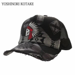 新品 ヨシノリコタケ YOSHINORI KOTAKE INDIAN SKULL MESH CAP キャップ エンブレム ゴルフキャップ スポーツ ヘッドウェア