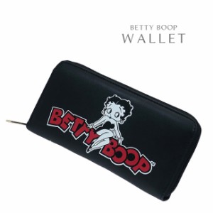 長財布 ベティブープ ビッグロゴ レザー Betty Boop 名作 キャラクター アニメ ラウンドファスナー ロングウォレット シンプル 革 合皮 