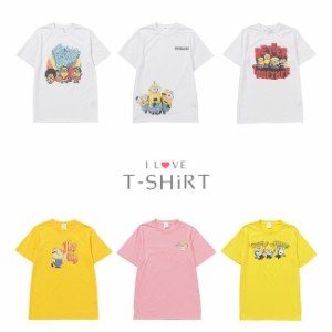 Tシャツ 半袖 レディース クルーネック MINIONS ミニオンズ キャラクター プリント 丸首 ラウンドネック トップス カットソー T-shirt 女