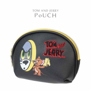 シェルポーチ 刺繍 レザー シェル型 ミニポーチ トムとジェリー Tom and Jerry キャラクター 猫 ネズミ 動物 シボ合皮 合成皮革 マルチポ