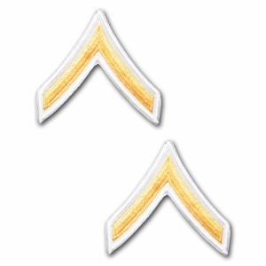 アメリカ陸軍 階級章 袖章 一等兵(E-2) ゴールド/ホワイト | サービスドレス用(刺繍)