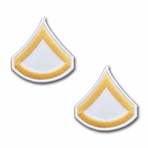 アメリカ陸軍 階級章 袖章 上等兵(E-3) ゴールド/ホワイト | サービスドレス用(刺繍)