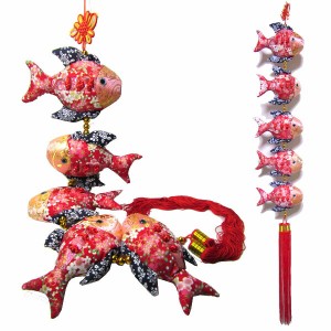 梅柄チャイナボタン魚飾り(5個）【送料無料】(沖縄700円)｜可愛い,春節,お魚,鯉,チャイナ,グッズ,中国,中華街,レトロ,雑貨,昭和,アイテム