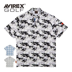 アヴィレックス ゴルフ メンズ ウェア パイロットライン カモ柄 半袖ポロシャツ AVG3S-AP12 2023年春夏モデル M-XL